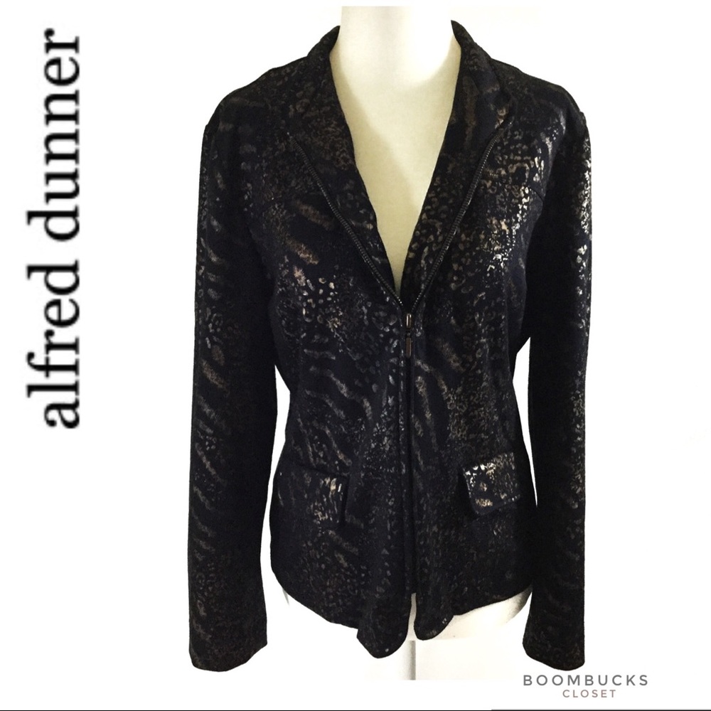 Alfred Dunner Black Gold Metallic Bkazer Jacket